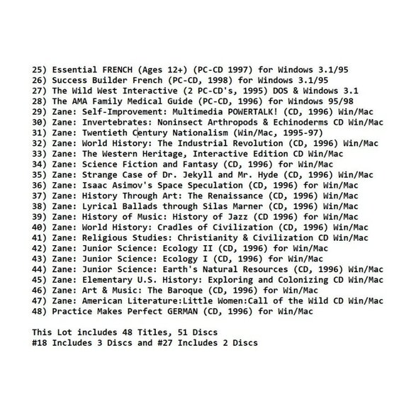 100 MISC CD-ROM LOT 3&4 - PC Software Lot CLEARANCE - NEW CD's in Sleeves - Picture 6 of 8